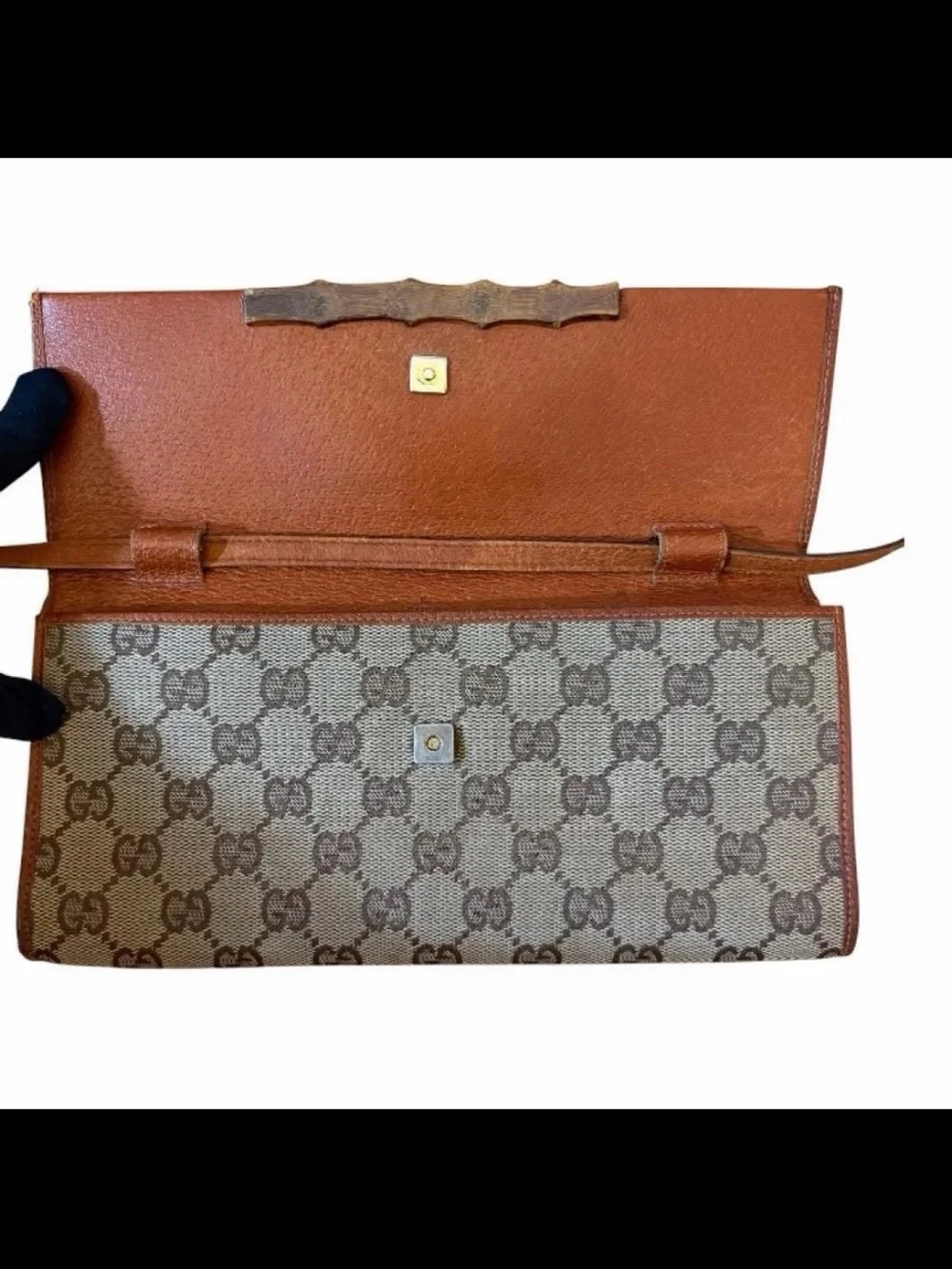 Gucci Beige Brown GG Bamboo Shoulder Bag
